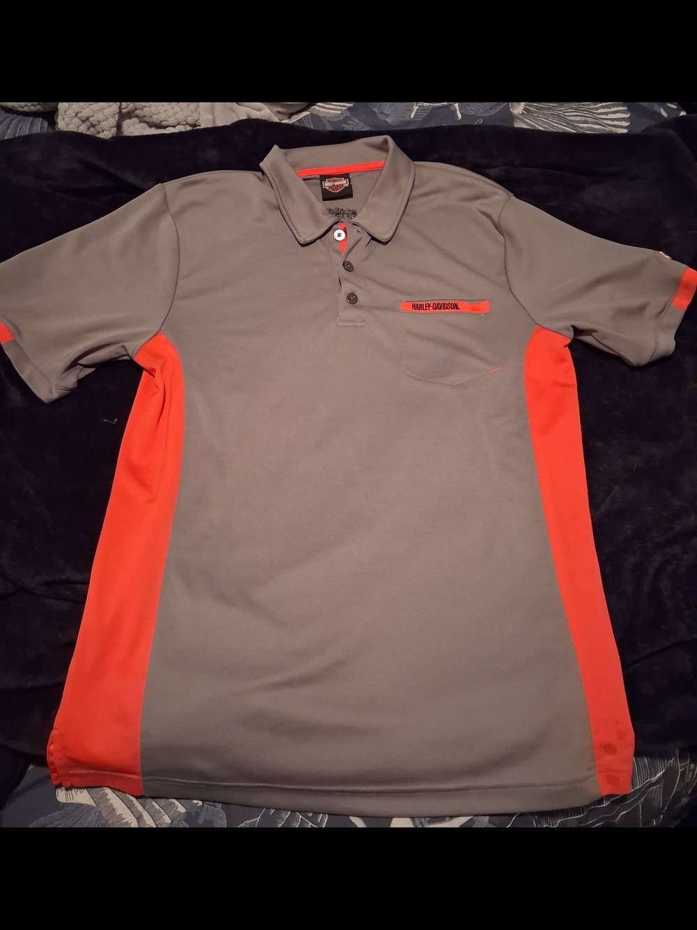 Harley-Davidson Gray and Orange Men’s Polo